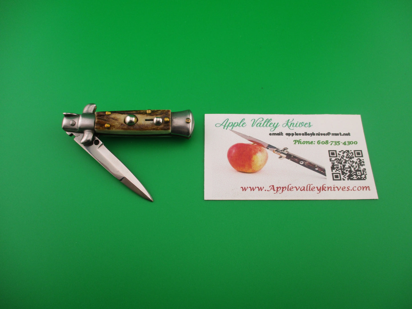 MADE IN ITALY 12cm Italian Stag swivel bolster small automatic knife