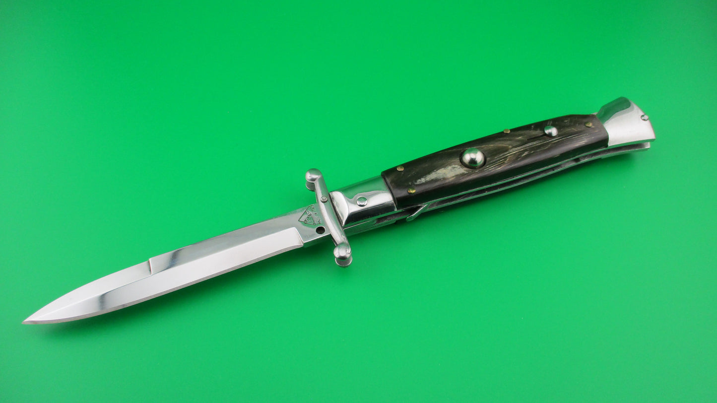 AKC Italy 23cm Italian Swing guard Black & Brown horn automatic knife