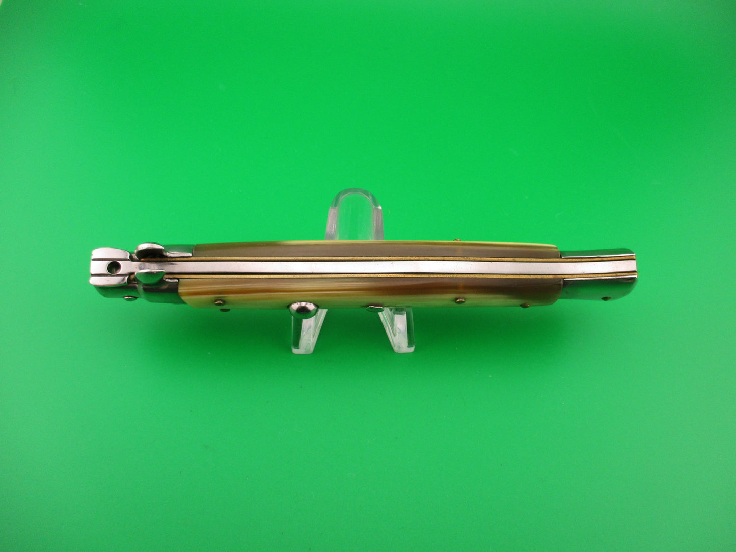 FRANK B ITALY 28cm Italian Dagger Grind Honey Horn swivel bolster automatic knife