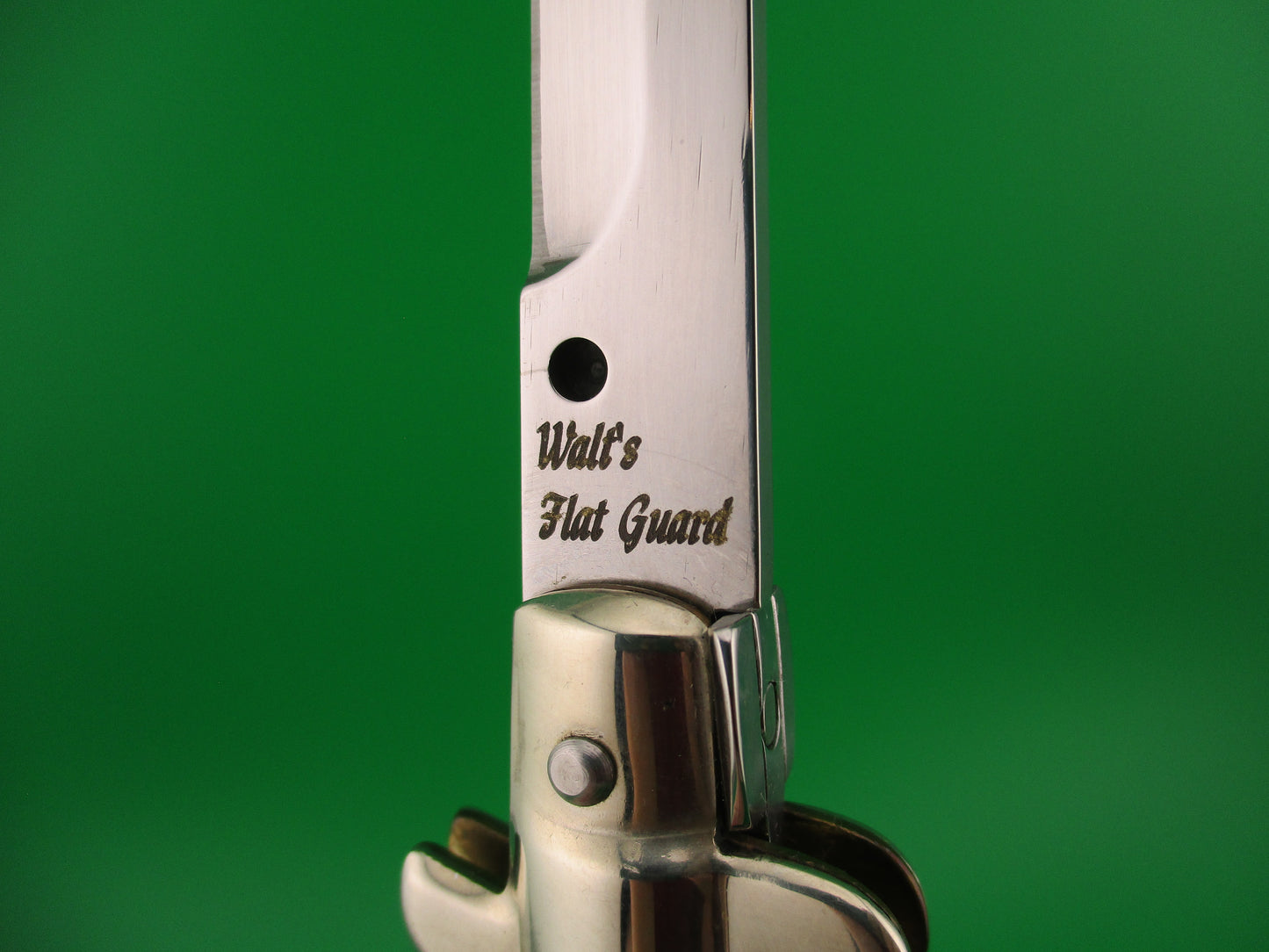 Walt's Flat Guard 28cm Italian Picklock Bayonet blade Black & brown horn automatic knife