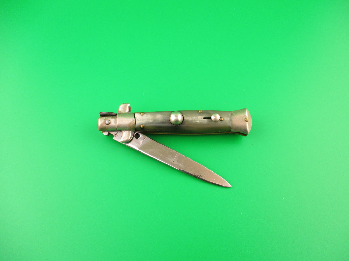 Rostfrei (slant) 16cm Italian Transitional Stiletto swivel bolster vintage 1960s automatic knife