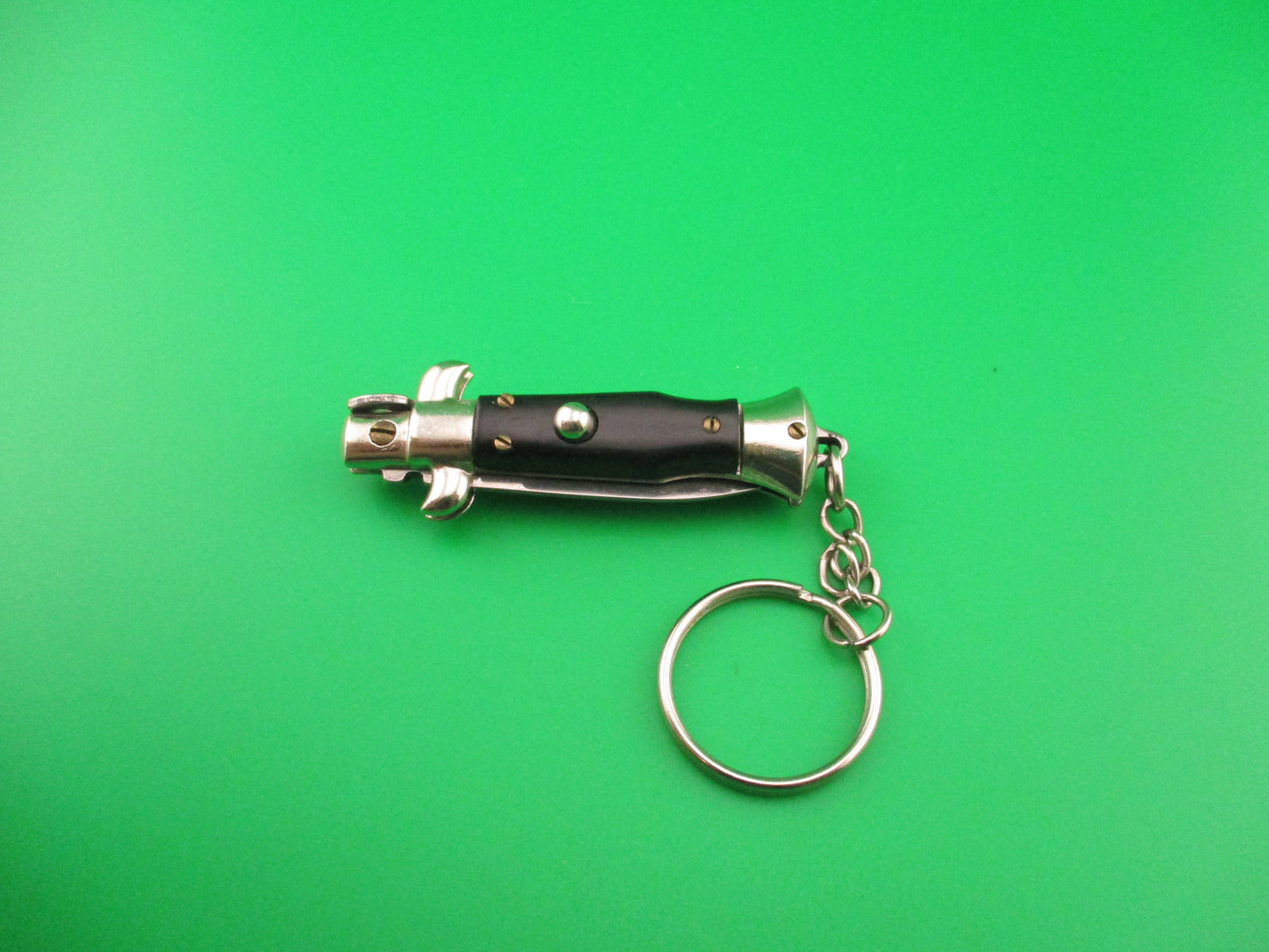Anchor INOX 10cm Italian Keychain Picklock Stiletto Black mini automatic knife