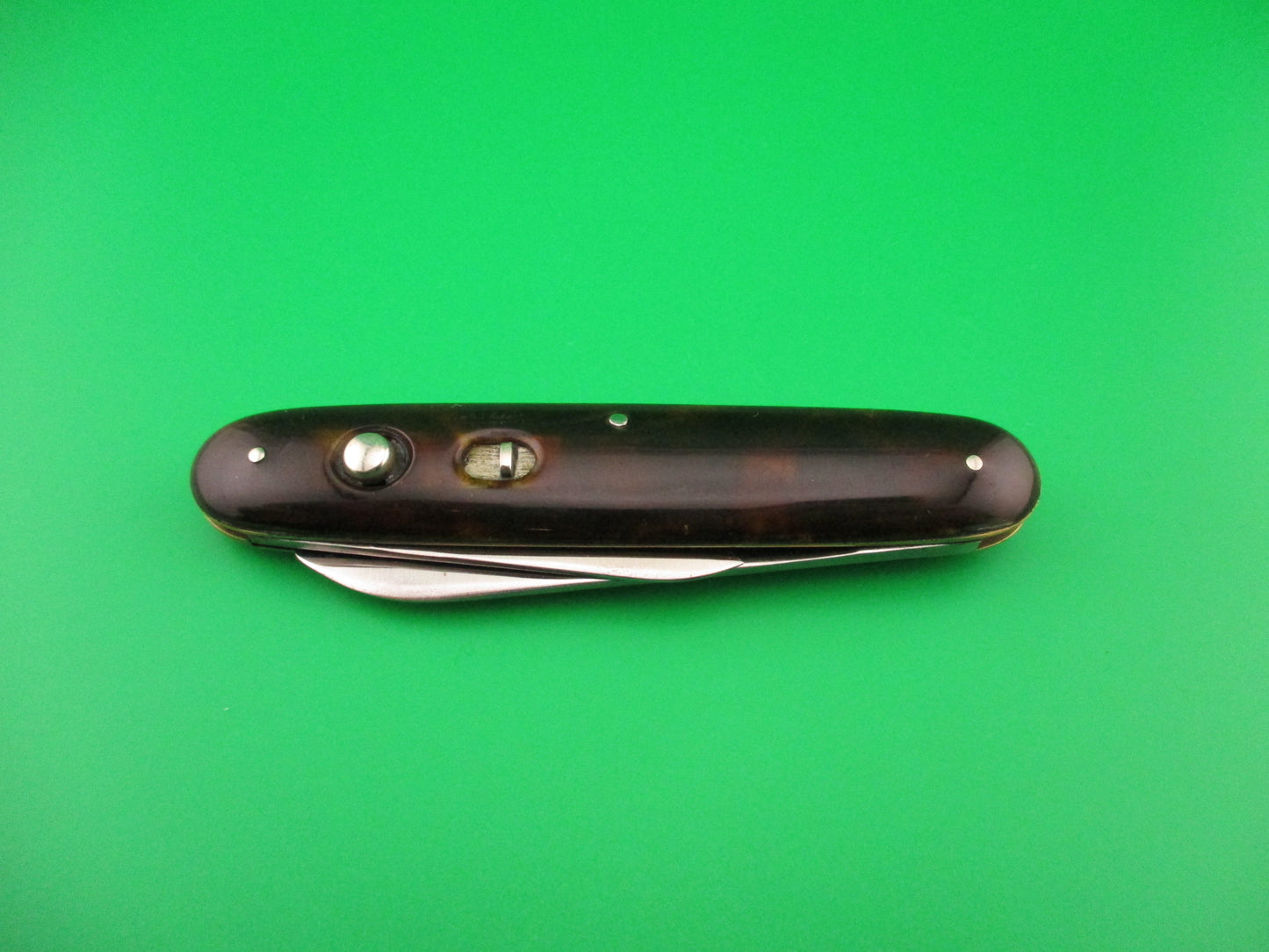 Early SCHRADE CUT CO Large Double Tortoise Spear blade vintage automatic knife