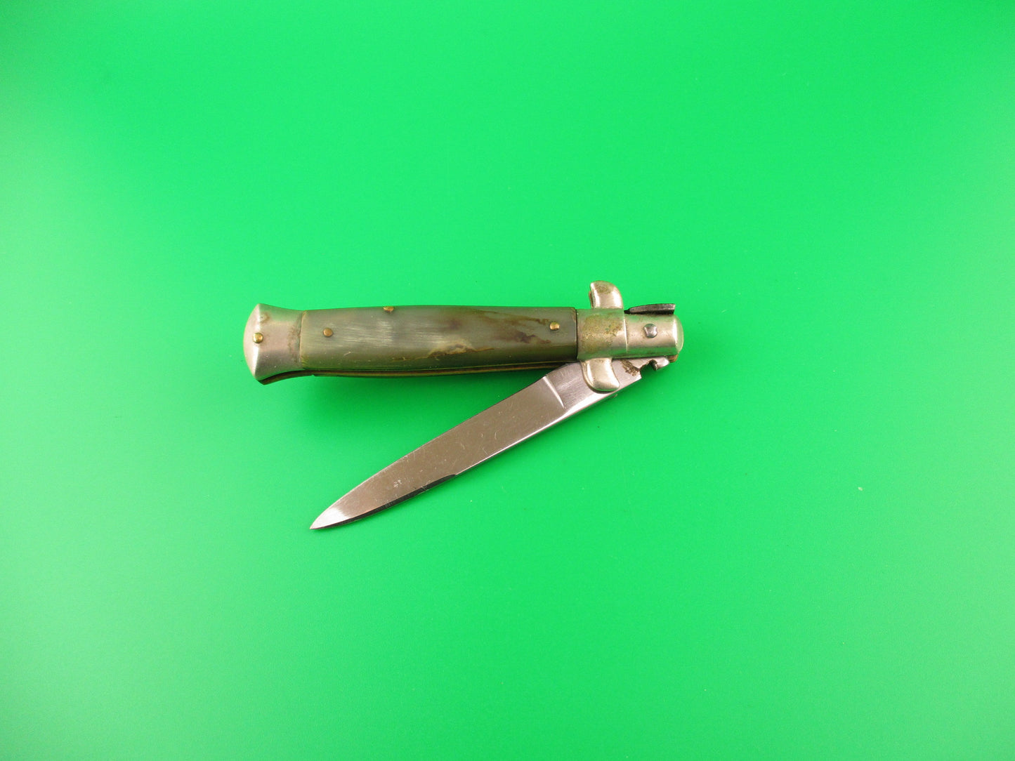 Rostfrei (slant) 16cm Italian Transitional Stiletto swivel bolster vintage 1960s automatic knife