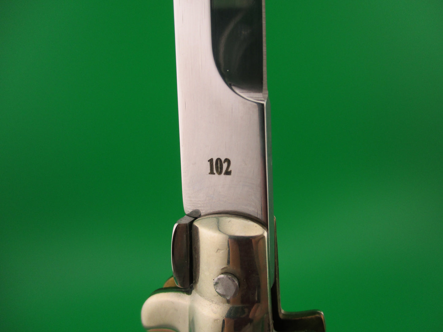 Walt's Flat Guard 28cm Italian Picklock Bayonet blade Black & brown horn automatic knife