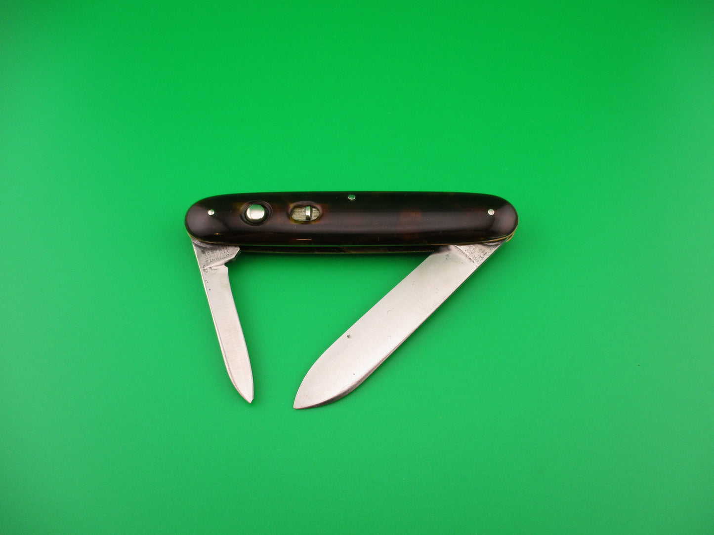 Early SCHRADE CUT CO Large Double Tortoise Spear blade vintage automatic knife