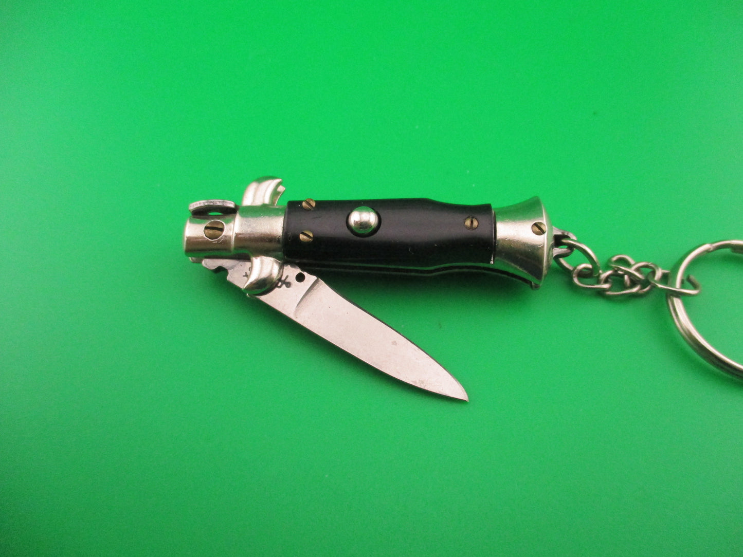 Anchor INOX 10cm Italian Keychain Picklock Stiletto Black mini automatic knife