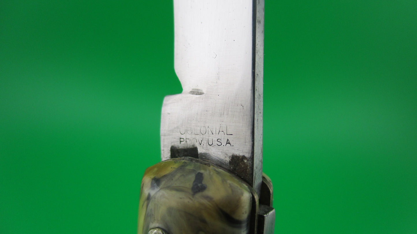z COLONIAL SHUR-SNAP Fishtail 1st Gen Coffee & Cream swirl switchblade knife