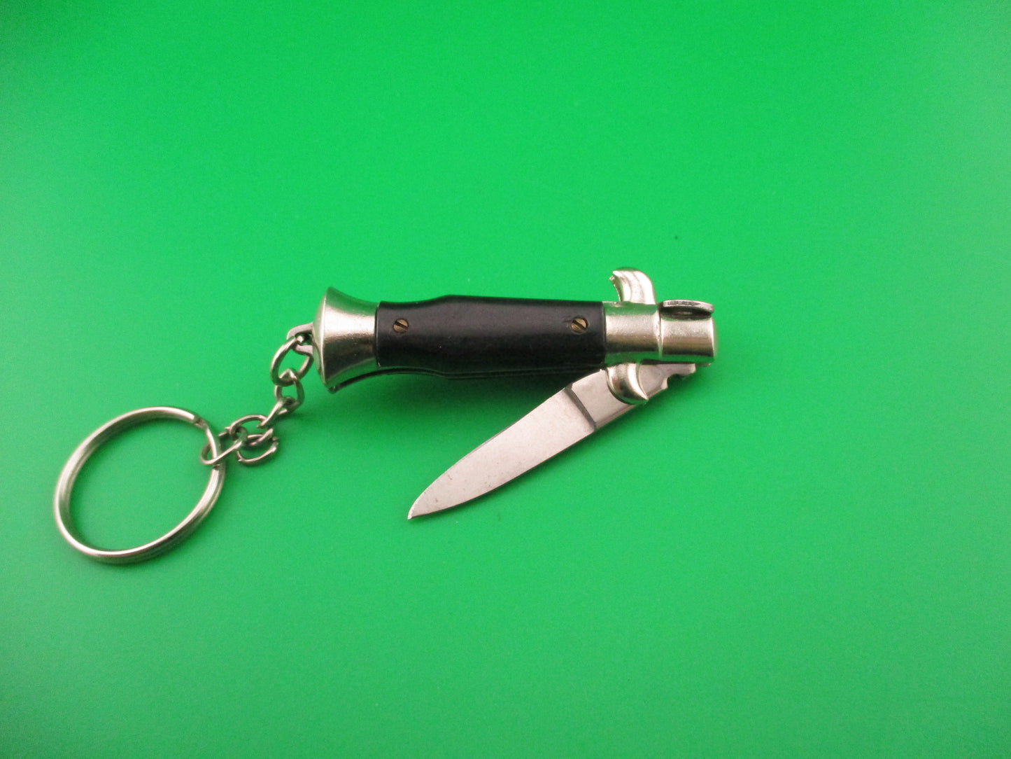 Anchor INOX 10cm Italian Keychain Picklock Stiletto Black mini automatic knife