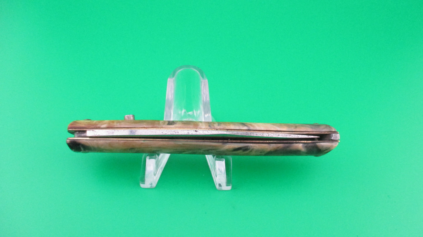 z COLONIAL SHUR-SNAP Fishtail 1st Gen Coffee & Cream swirl switchblade knife