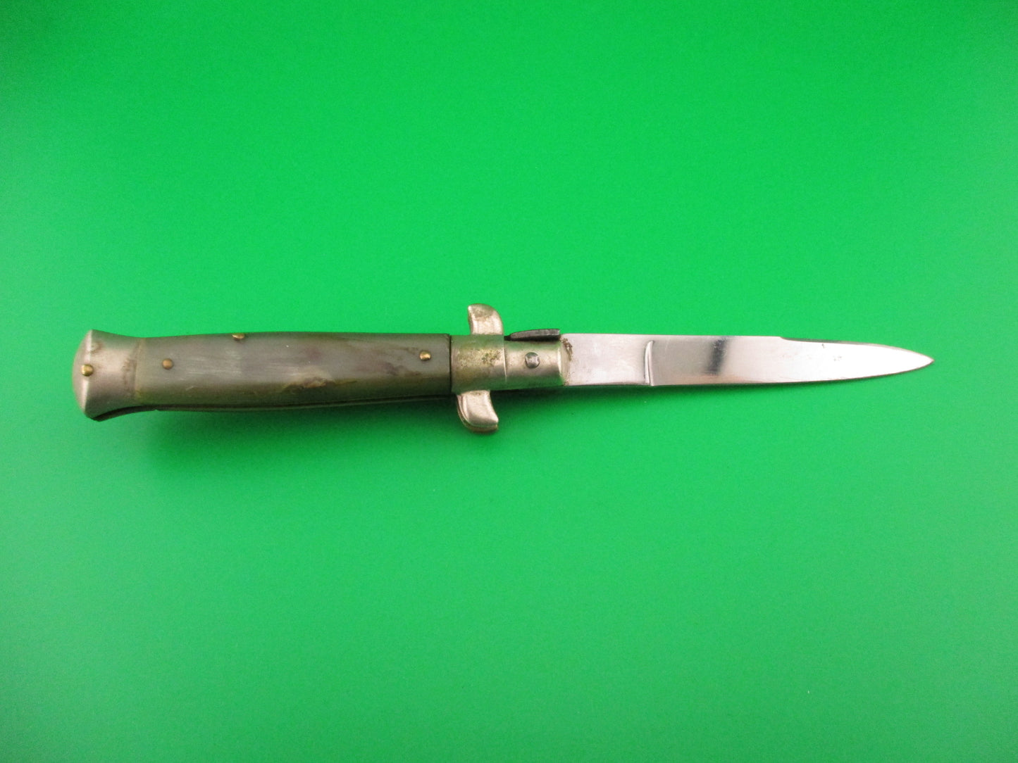 Rostfrei (slant) 16cm Italian Transitional Stiletto swivel bolster vintage 1960s automatic knife