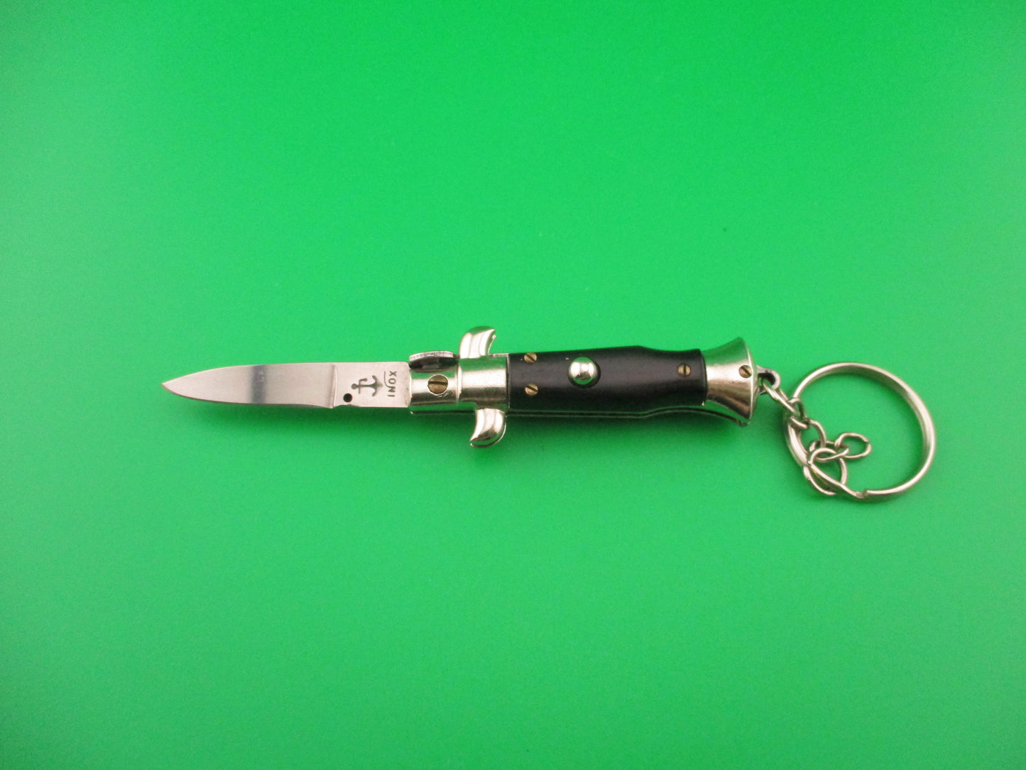 Anchor INOX 10cm Italian Keychain Picklock Stiletto Black mini automatic knife