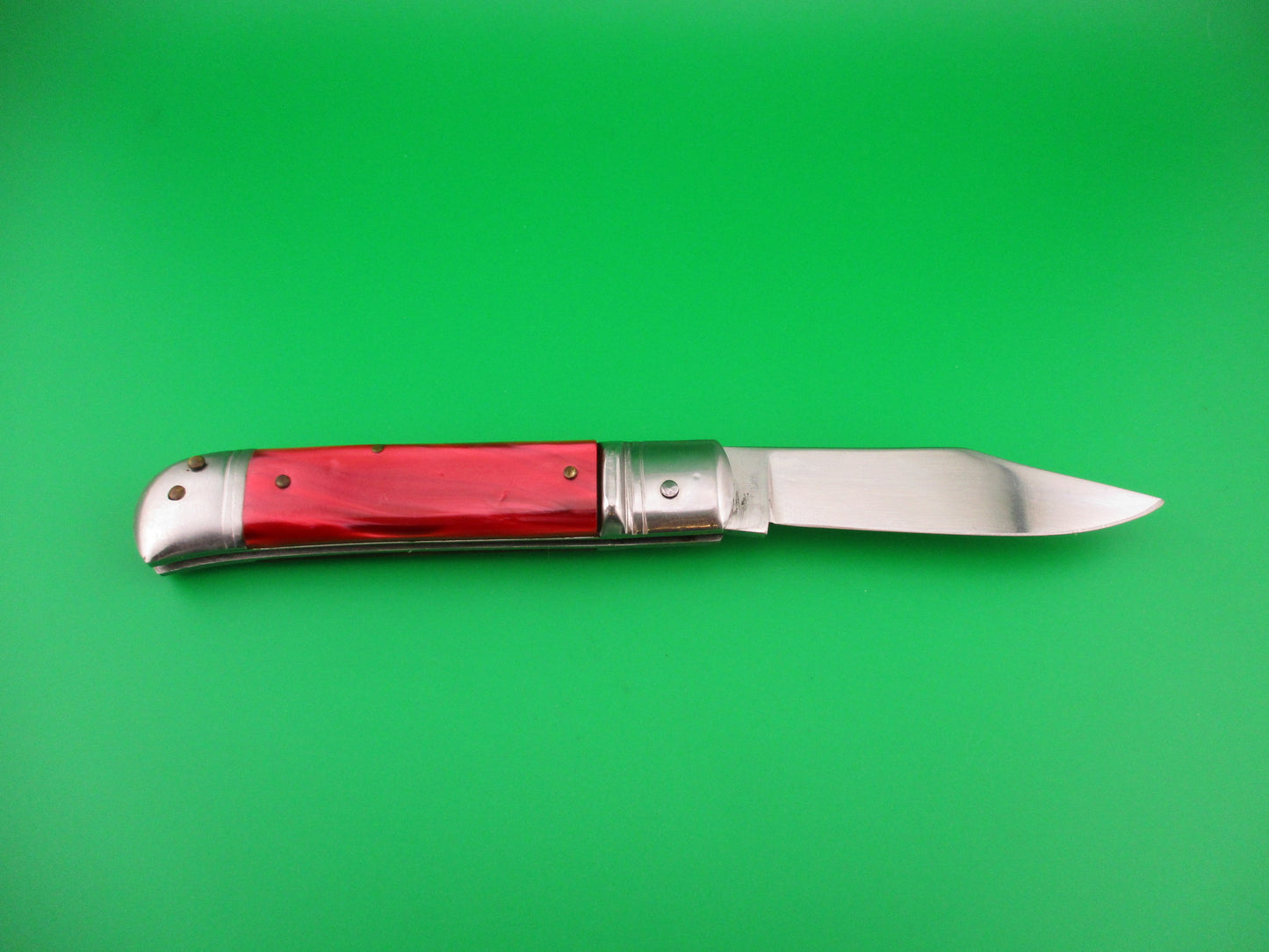 EDGE CO STAINLESS 20cm Italian Lever Red Pearlex vintage automatic knife