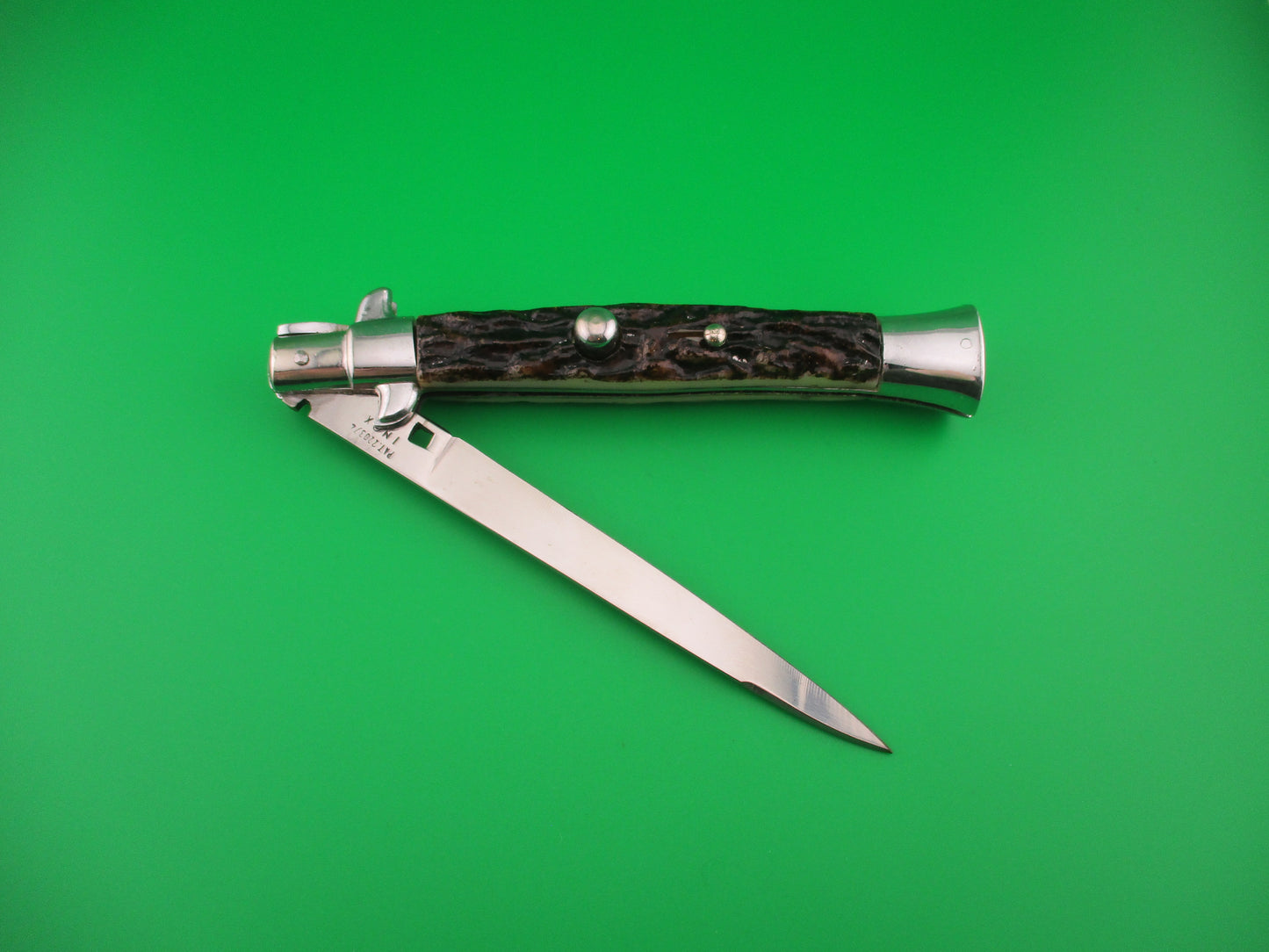 PAT 220374 INOX 28cm Spanish Faux Stag Stiletto Switchblade knife