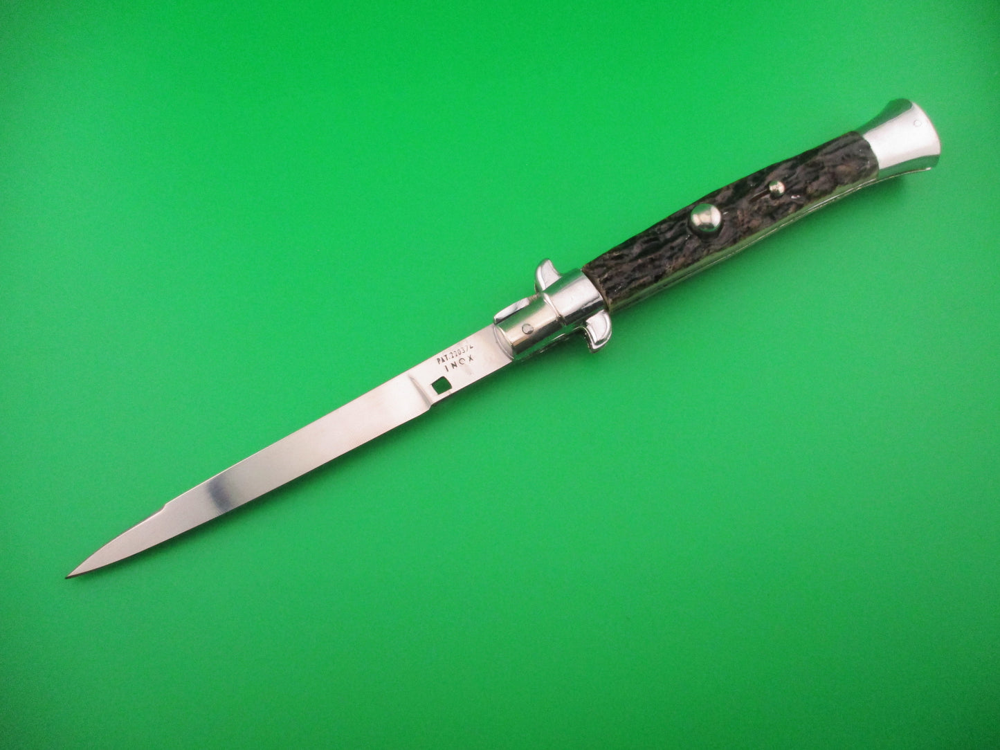 PAT 220374 INOX 28cm Spanish Faux Stag Stiletto Switchblade knife