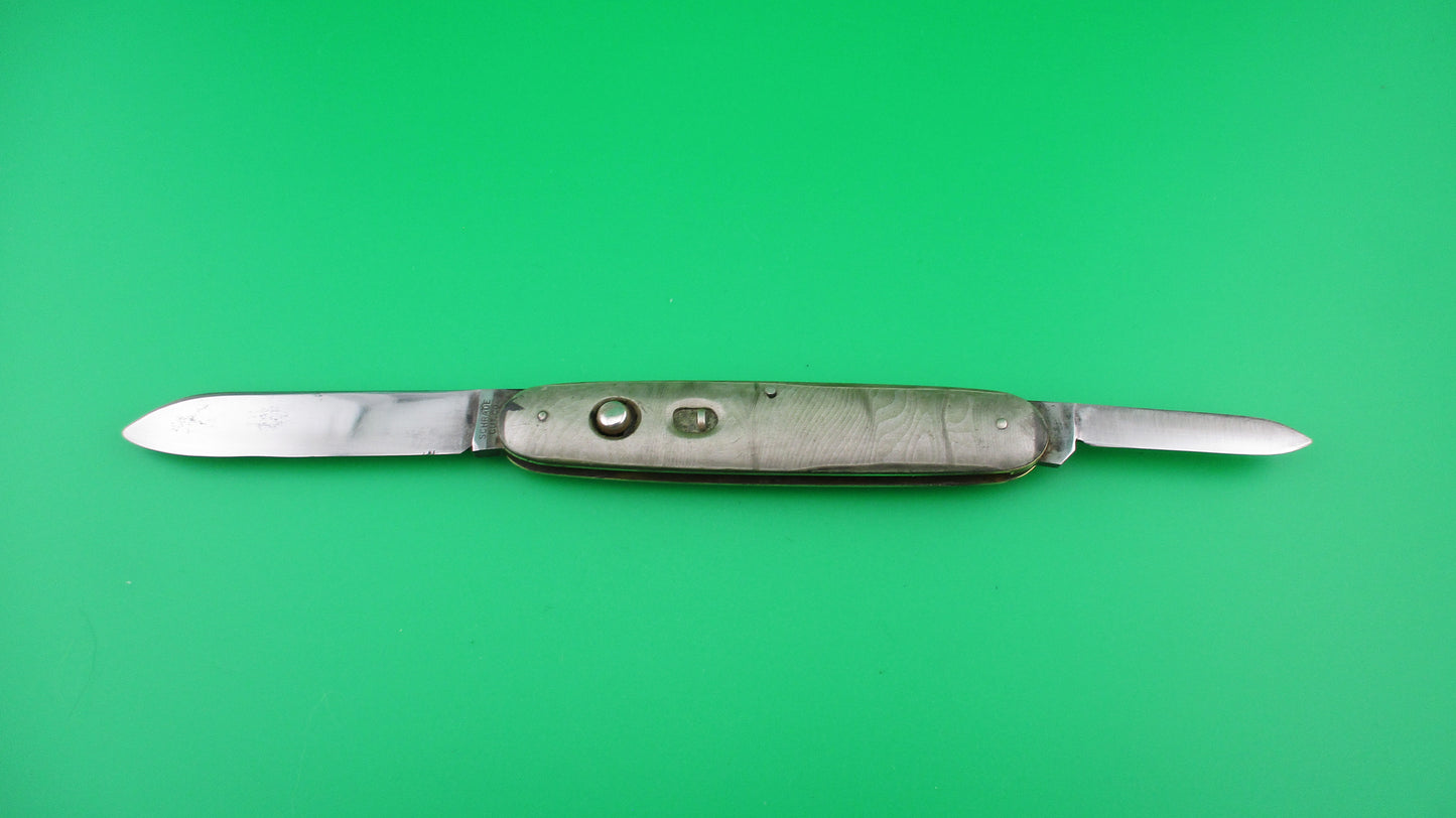 z Schrade Cut Co Large Double Smoked Pearl switchblade knife
