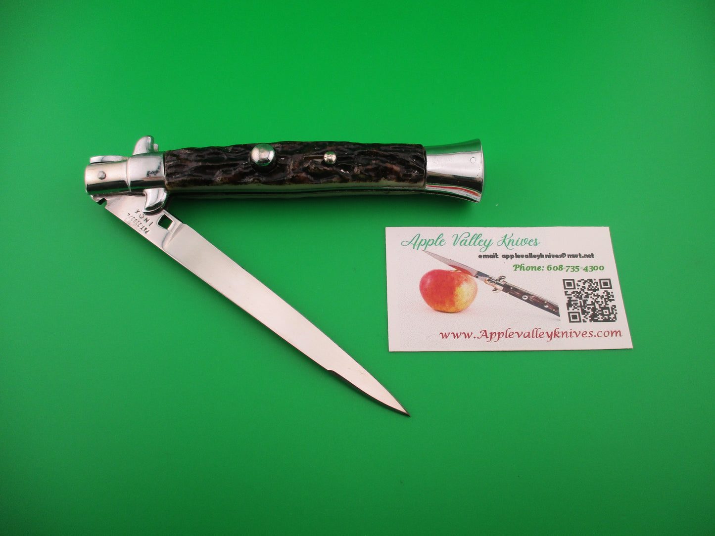 PAT 220374 INOX 28cm Spanish Faux Stag Stiletto Switchblade knife