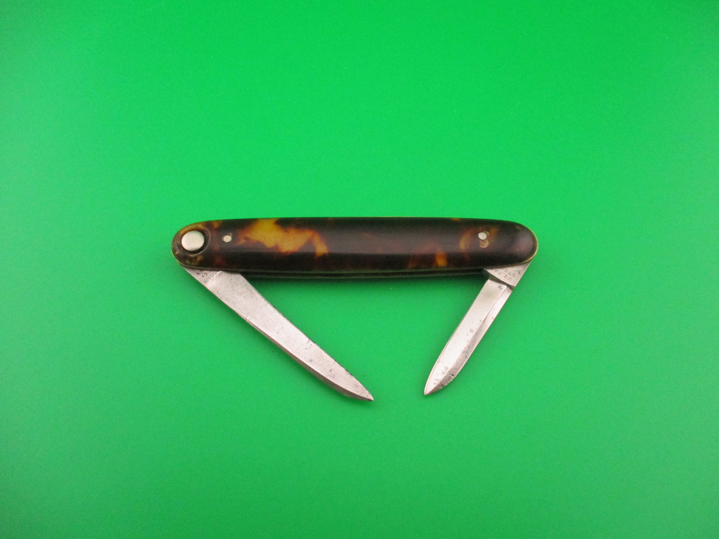 Press Button Knife Co #102 medium double Tortoise celluloid automatic knife Pat Applied For