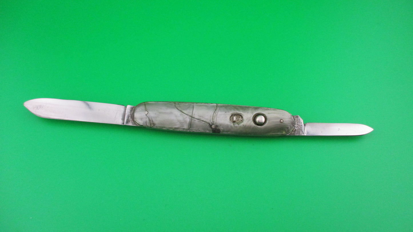 z Schrade Cut Co Large Double Smoked Pearl switchblade knife