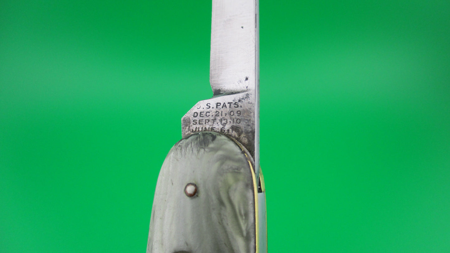 z Schrade Cut Co Large Double Smoked Pearl switchblade knife