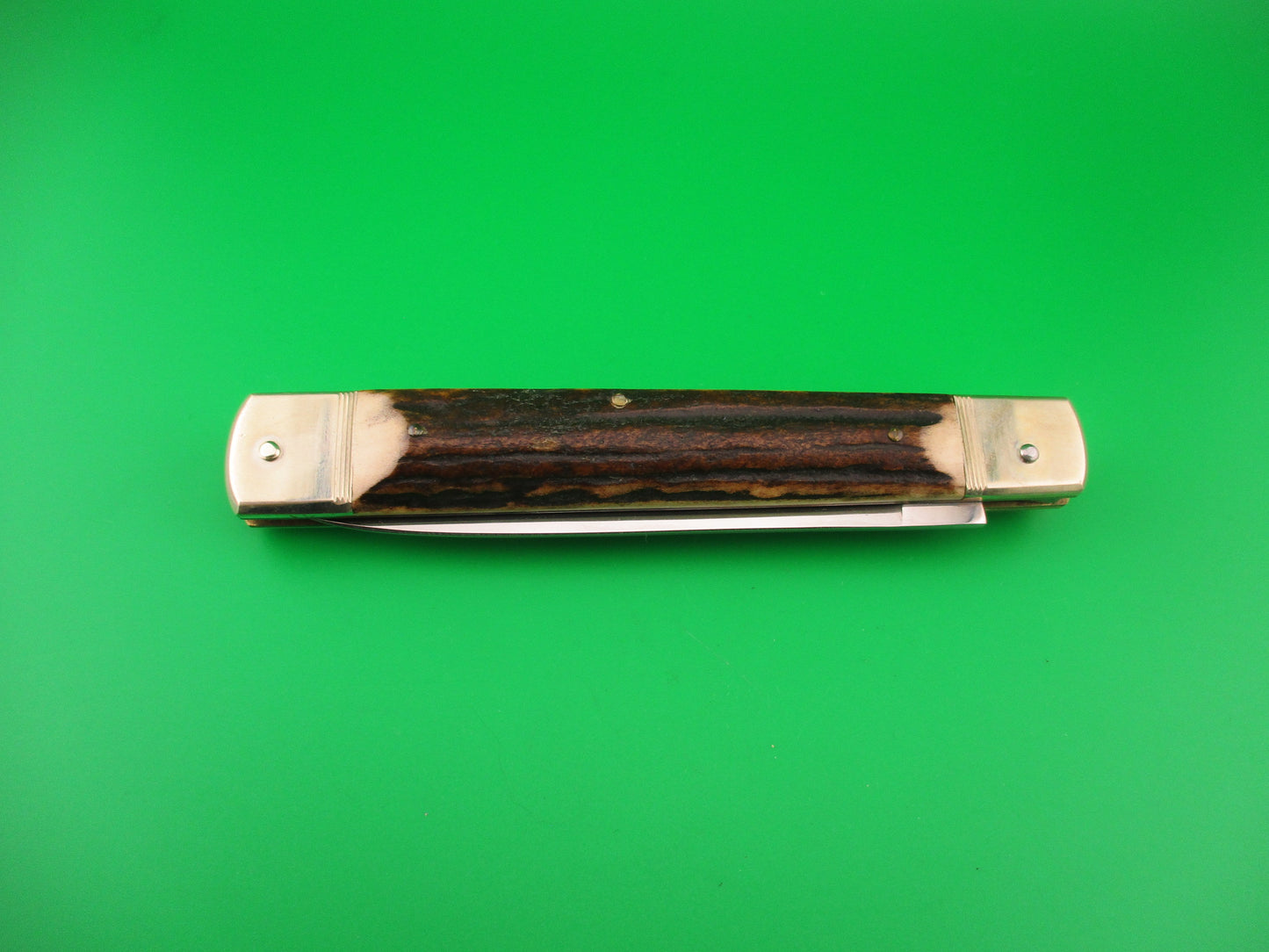 Hubertus 14cm German Slimline Stag Spear point blade Lever automatic knife