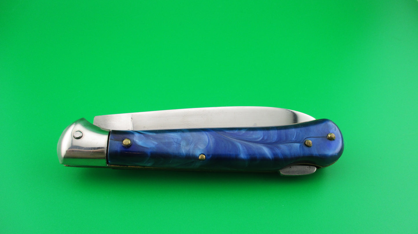 Rostfrei 20cm Italian Birds head Blue Pearlex lockback automatic knife