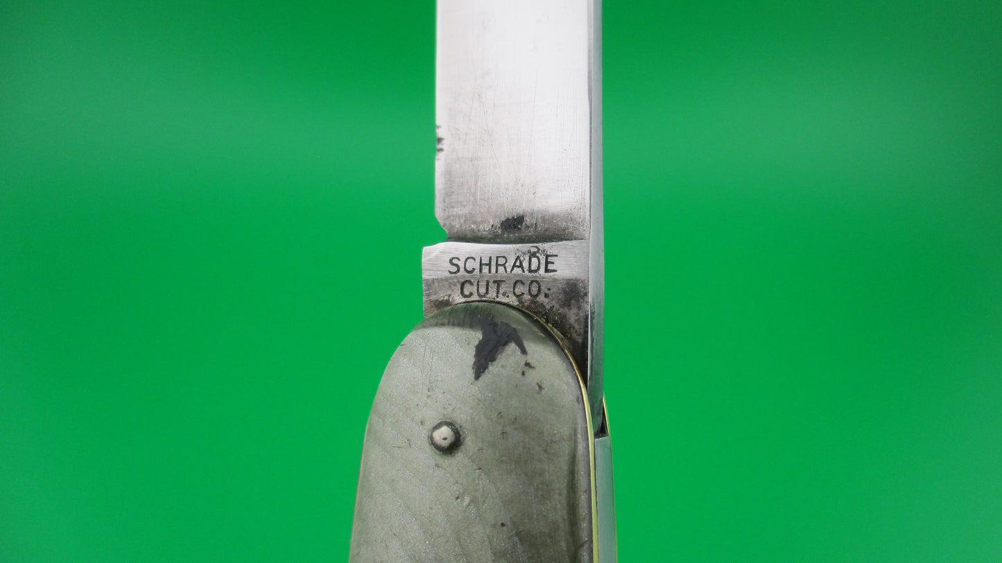 z Schrade Cut Co Large Double Smoked Pearl switchblade knife