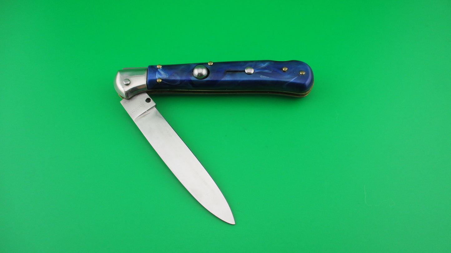 Rostfrei 20cm Italian Birds head Blue Pearlex lockback automatic knife
