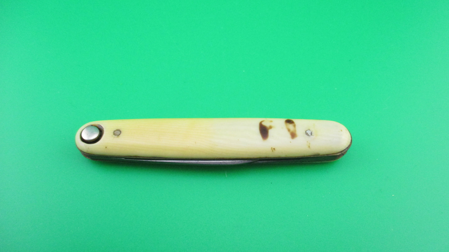 Press Button Knife Co medium double Ivory Celluloid Antique automatic knife
