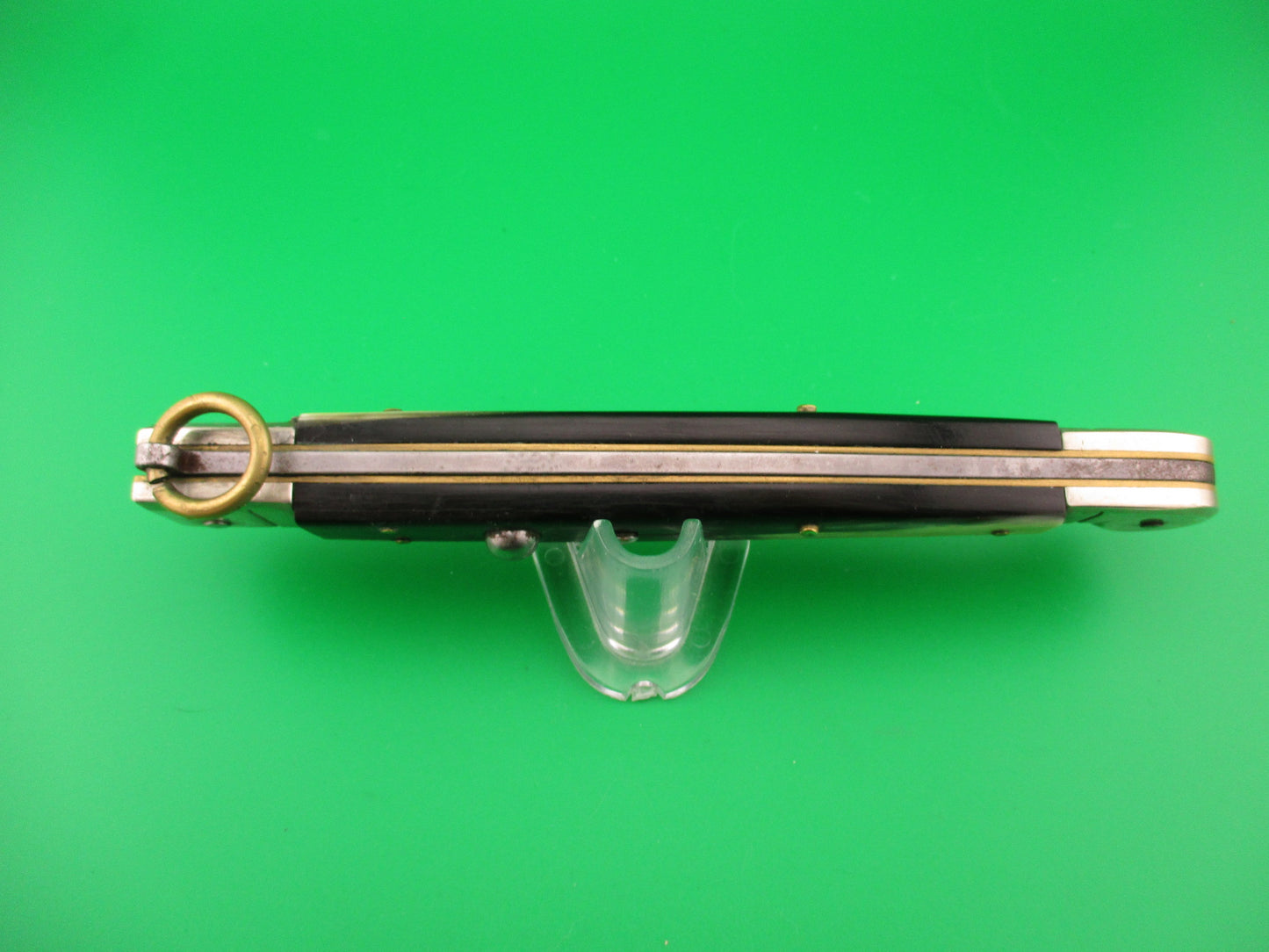 AGA CAMPOLIN 30cm Sicilian Ring Pull Italian Black & Cream horn automatic knife used