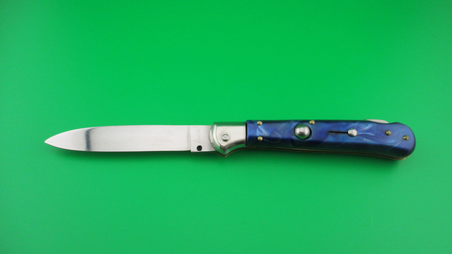 Rostfrei 20cm Italian Birds head Blue Pearlex lockback automatic knife