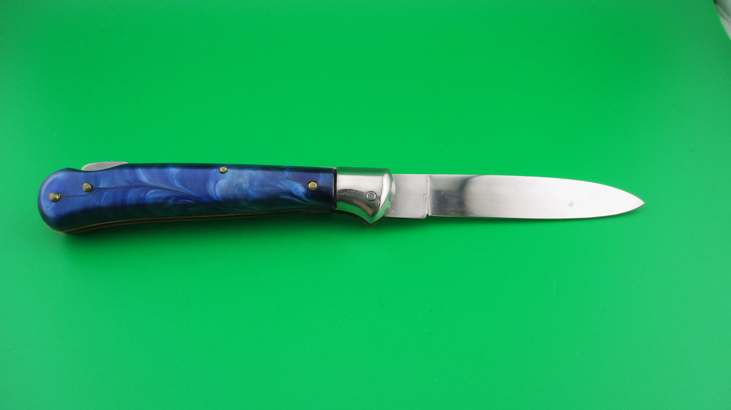 Rostfrei 20cm Italian Birds head Blue Pearlex lockback automatic knife
