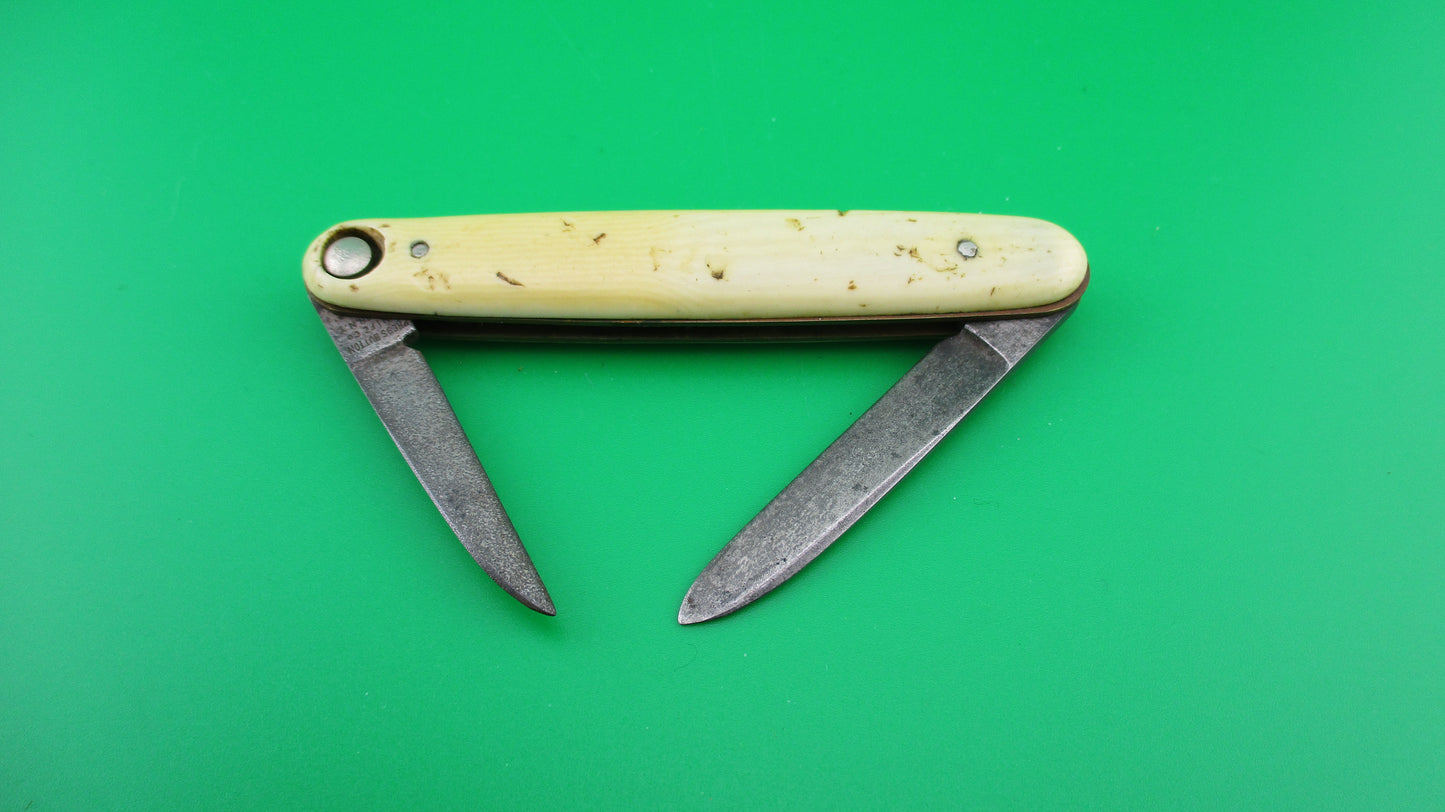 Press Button Knife Co medium double Ivory Celluloid Antique automatic knife