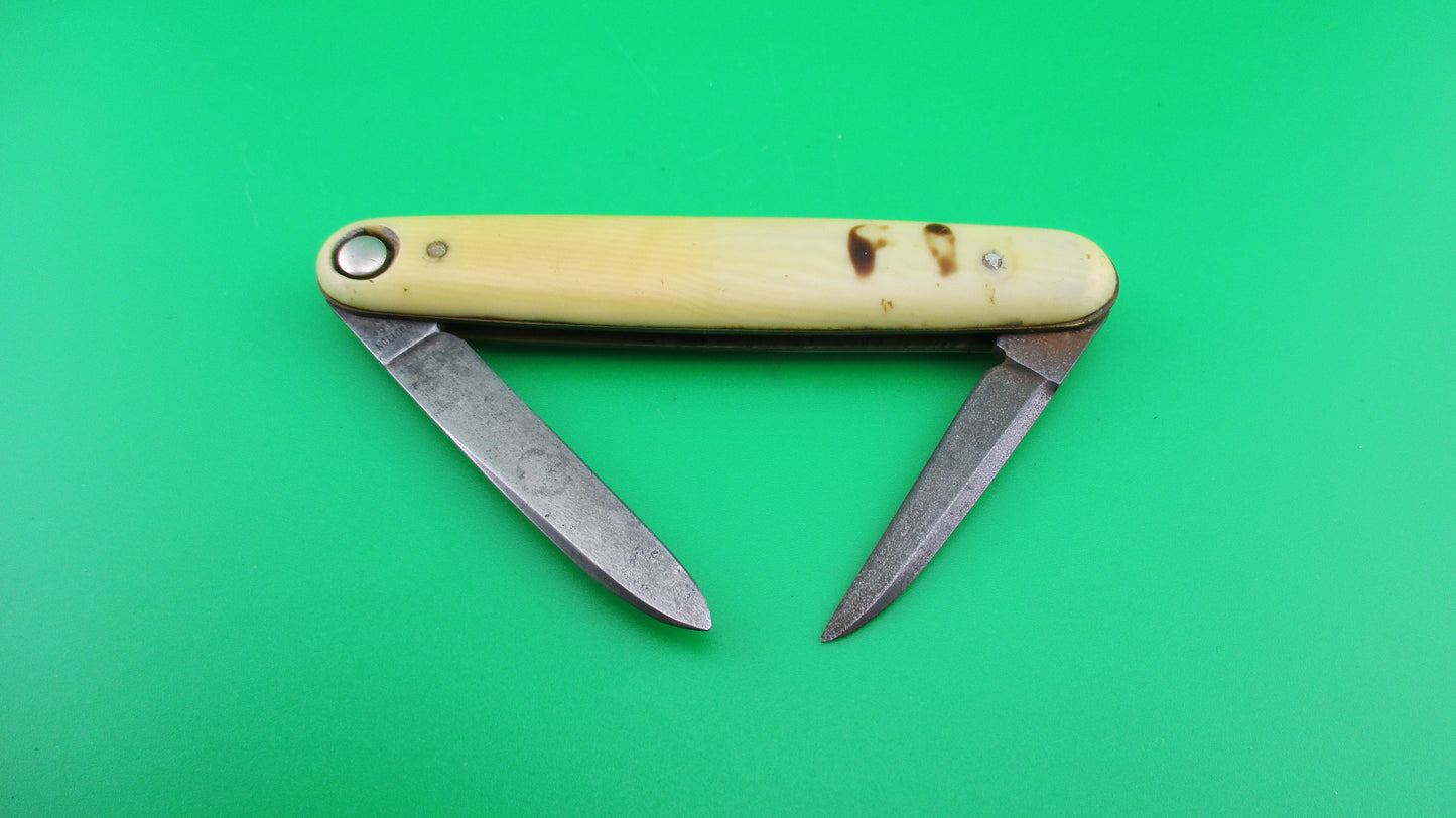 Press Button Knife Co medium double Ivory Celluloid Antique automatic knife