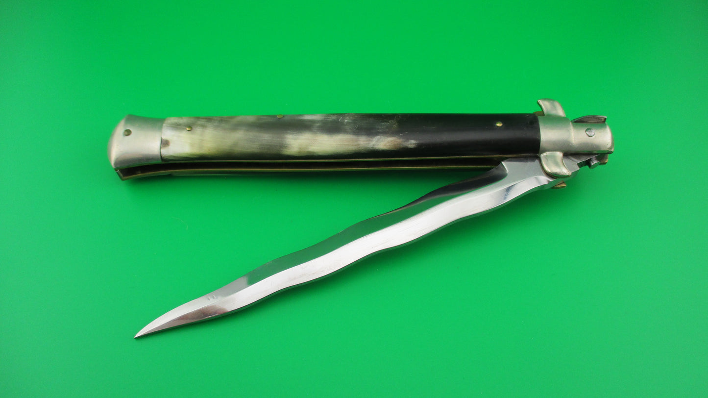 M. ITALY INOX 33cm Italian Picklock KRIS blade automatic knife 1950s Vintage