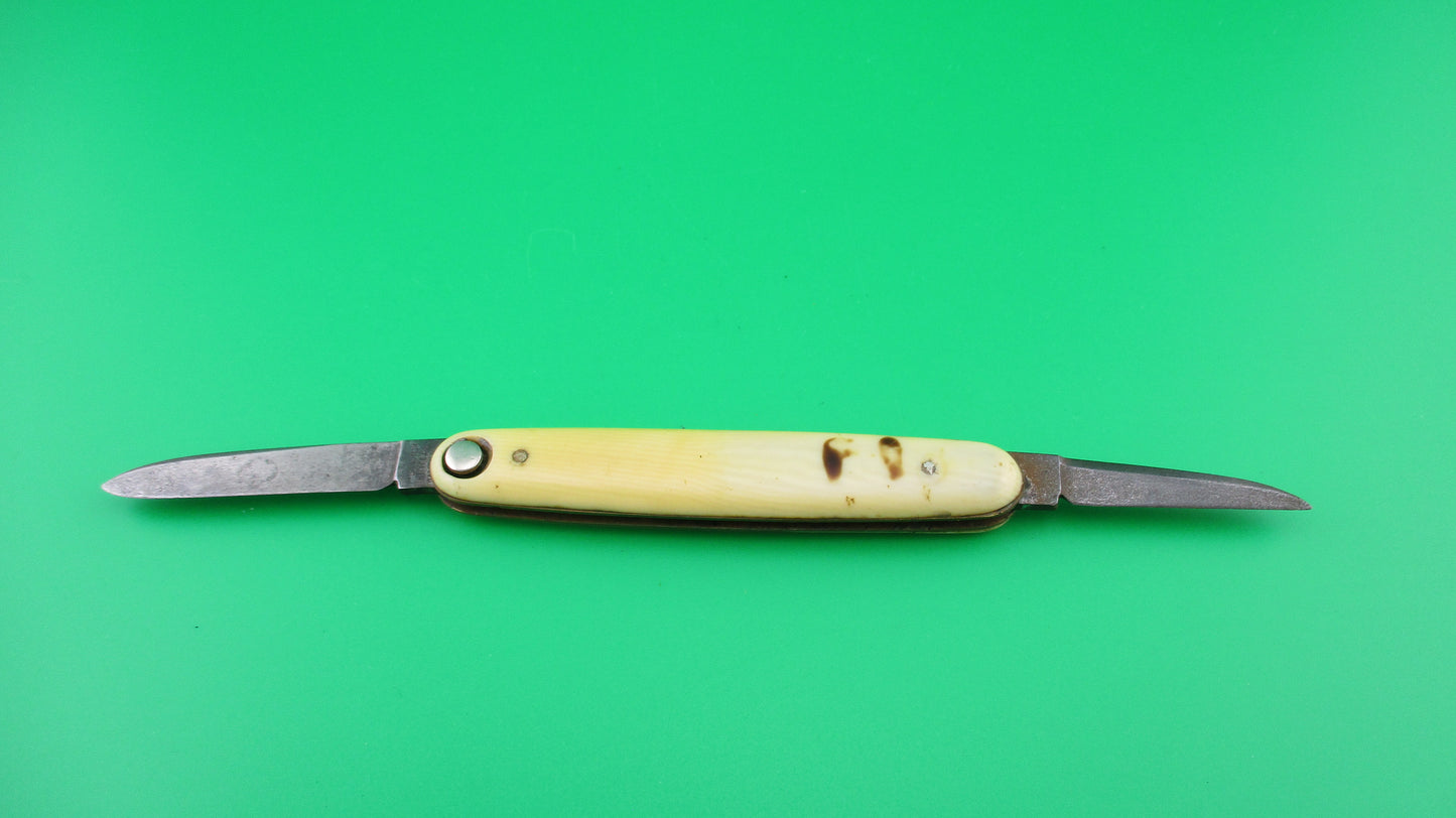 Press Button Knife Co medium double Ivory Celluloid Antique automatic knife
