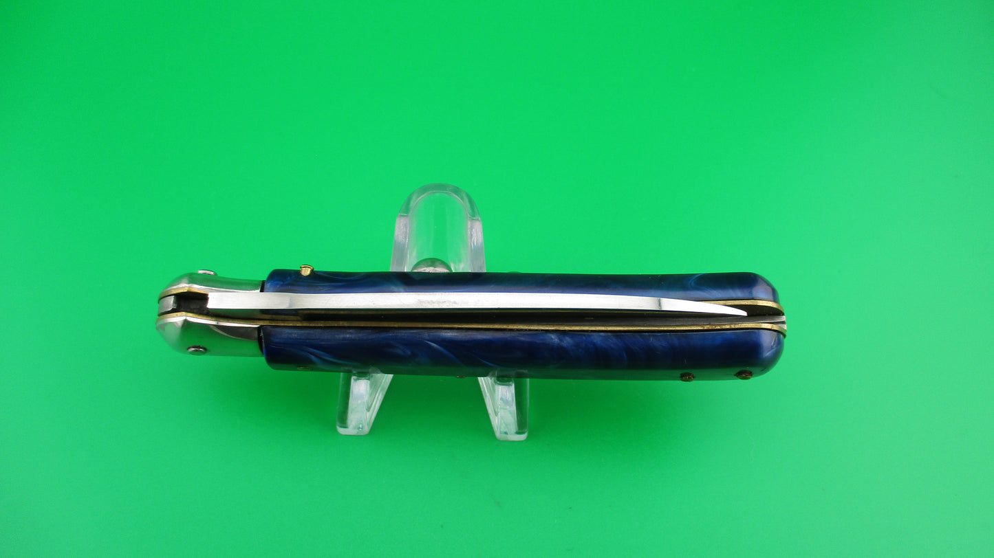 Rostfrei 20cm Italian Birds head Blue Pearlex lockback automatic knife
