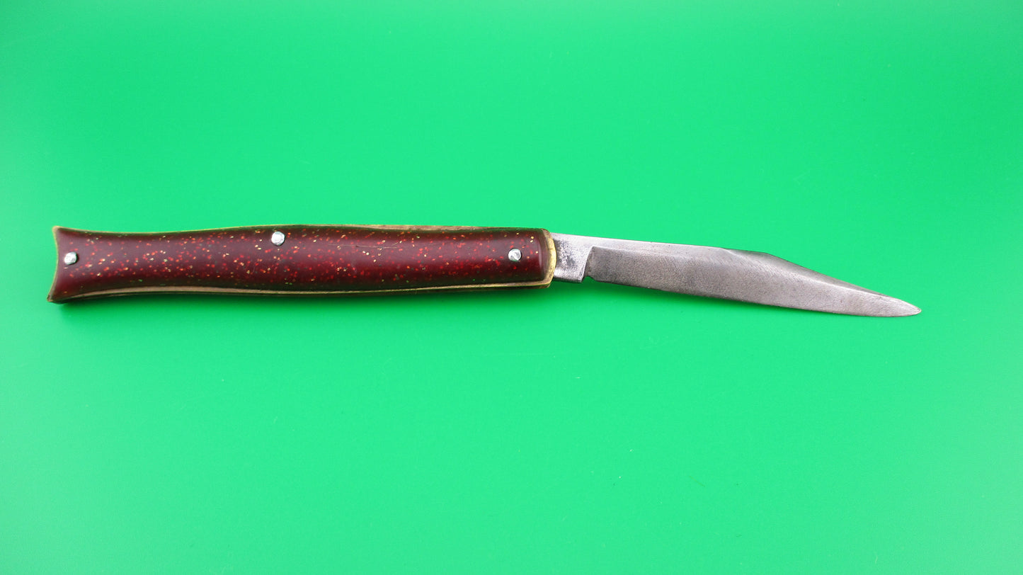z Edgemaster Fishtail Red Sparkle switchblade vintage 1950s