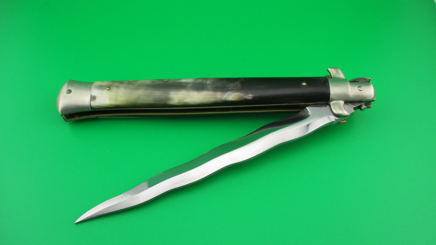M. ITALY INOX 33cm Italian Picklock KRIS blade automatic knife 1950s Vintage