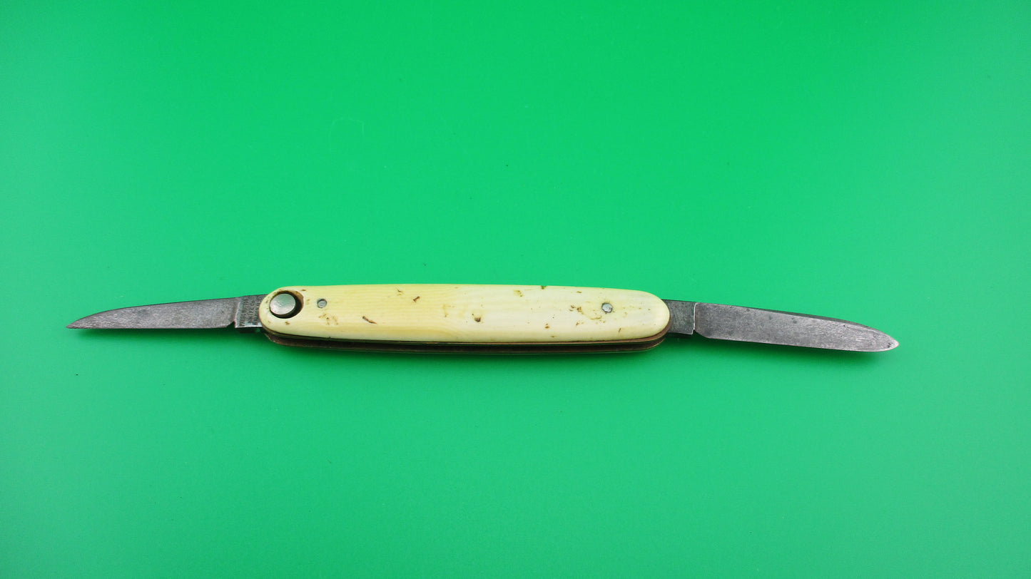 Press Button Knife Co medium double Ivory Celluloid Antique automatic knife
