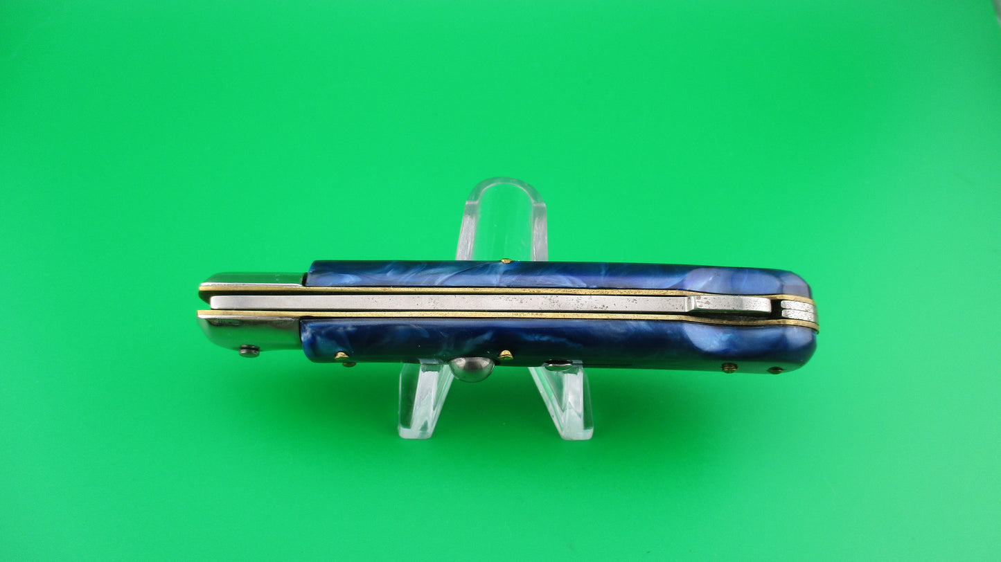 Rostfrei 20cm Italian Birds head Blue Pearlex lockback automatic knife