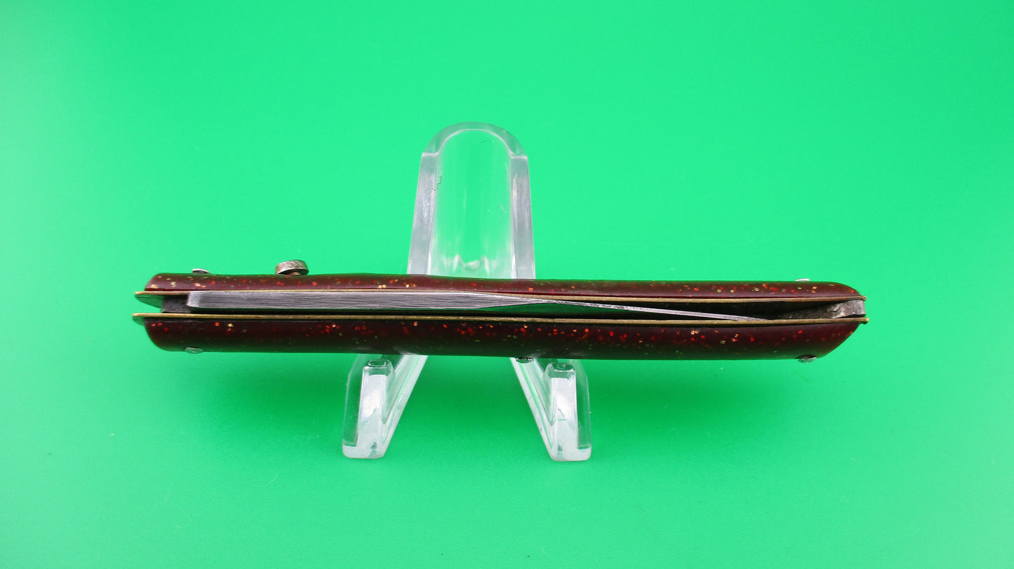 z Edgemaster Fishtail Red Sparkle switchblade vintage 1950s