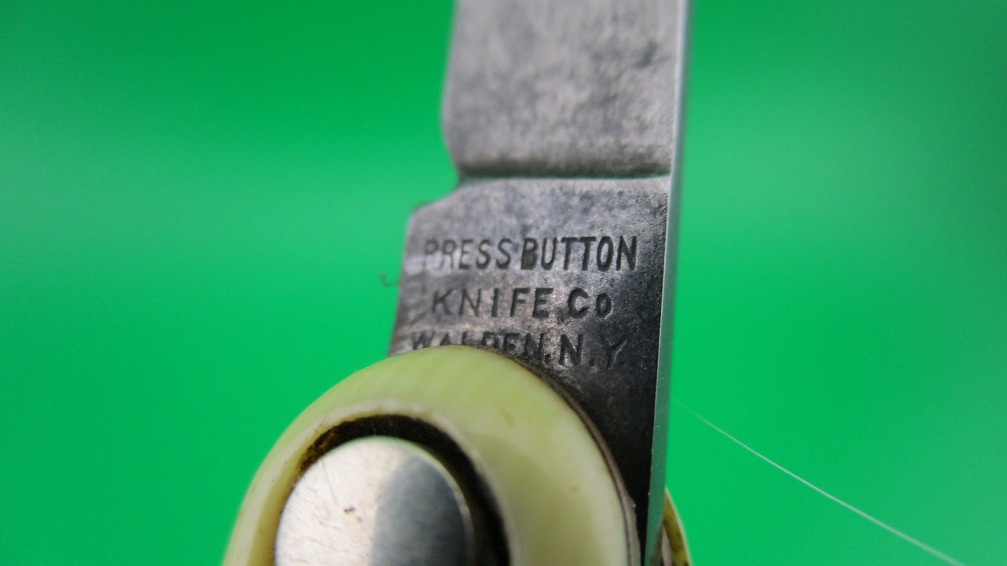 Press Button Knife Co medium double Ivory Celluloid Antique automatic knife
