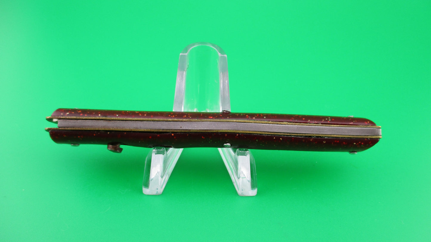 z Edgemaster Fishtail Red Sparkle switchblade vintage 1950s