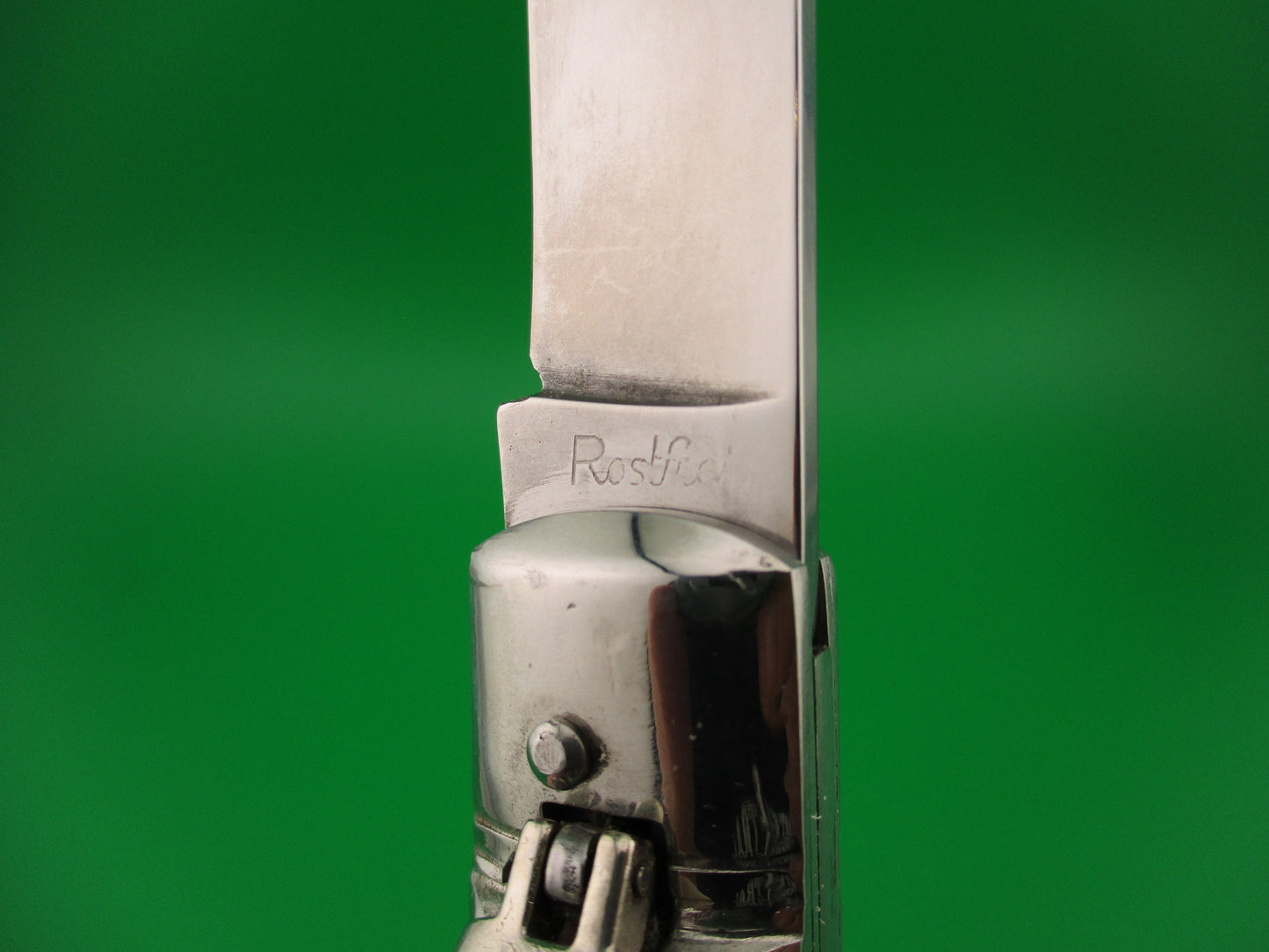 Rostfrei 20cm Italian Lever GOM Stag NOS automatic knife vintage 1980s