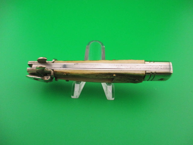 Leverletto by Bill DeShivs AKC Italy 20cm Italian Stag lever guards automatic knife