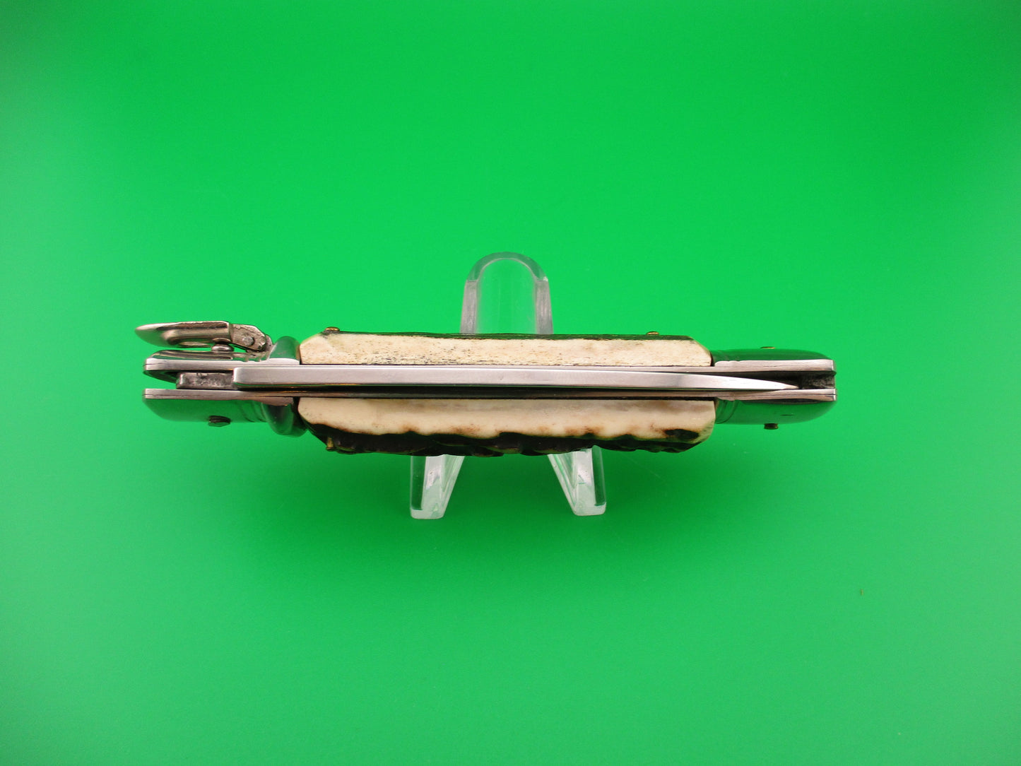 Rostfrei 20cm Italian Lever GOM Stag NOS automatic knife vintage 1980s