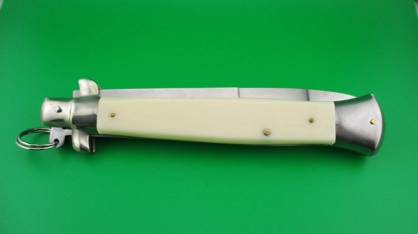 z Italian 38cm Ring pull Stiletto automatic knife vintage White sterile