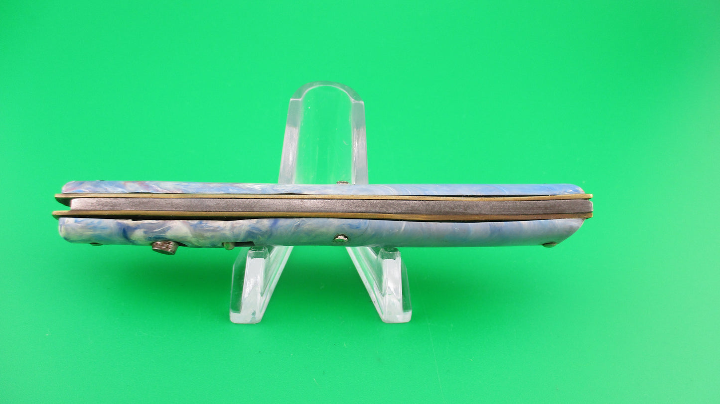 Edgemaster Fishtail Blue White Red swirl 1950s vintage switchblade