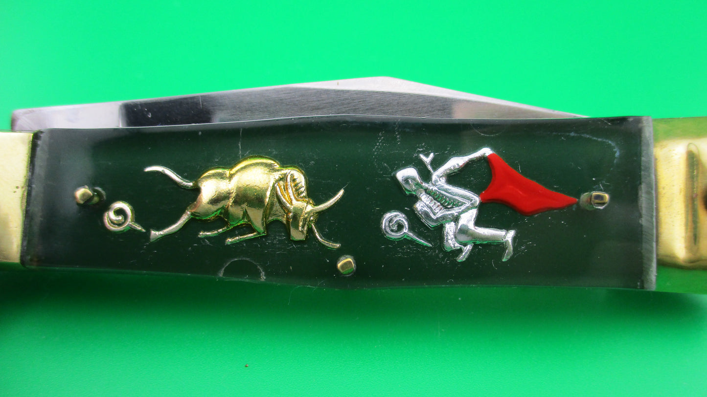 z STAINLESS STEEL Bullfighter Dragon 19cm Mexican Green Souvenir lever switchblade knife